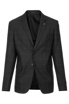 Sacou slim negru in carouri