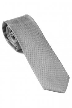 Cravata matase tesuta gri uni