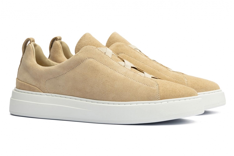 Bigotti Sneakers bej piele intoarsa