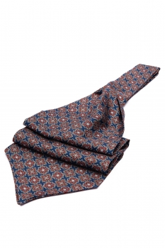 Ascot tie tip printed silk navy geometric