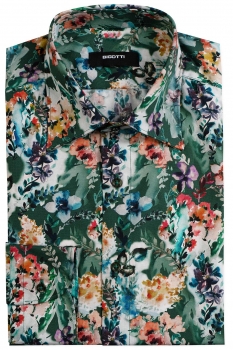 Slim body green floral shirt