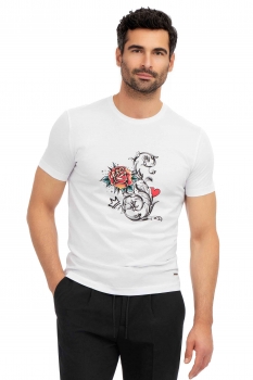 White geometric t-shirt